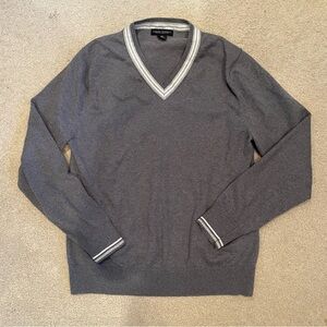 Banana Republic Cotton-Cashmere Charcoal V-Neck Sweater